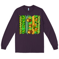 Plum st patricks gnomes and cloves with leopard  brushstrokes Long Sleeve Tee - Artiststas