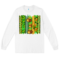 White st patricks gnomes and cloves with leopard  brushstrokes Long Sleeve Tee - Artiststas