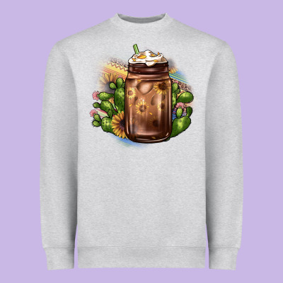 Sunflower Coffee Cup Cactus Heavyweight Sweatshirt Designed By Jahusdesignshop