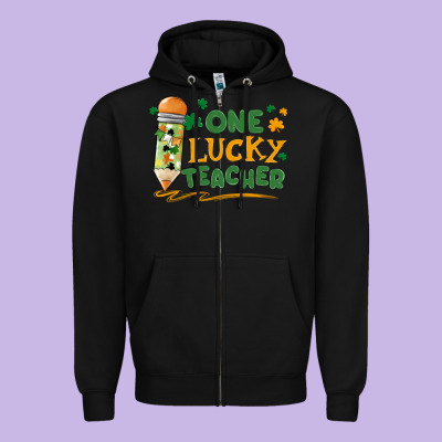 One Lucky Teacher Zipper Hoodie Designed By Maliassmallbusiness