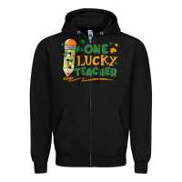 Black one lucky teacher Zipper Hoodie - MaliasSmallBusiness
