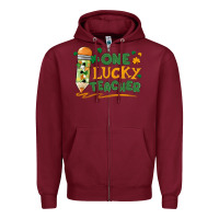 Burgundy one lucky teacher Zipper Hoodie - MaliasSmallBusiness