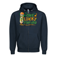 Navy one lucky teacher Zipper Hoodie - MaliasSmallBusiness