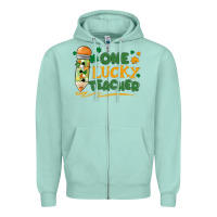 Seafoam one lucky teacher Zipper Hoodie - MaliasSmallBusiness