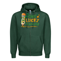 Sports Green one lucky teacher Zipper Hoodie - MaliasSmallBusiness