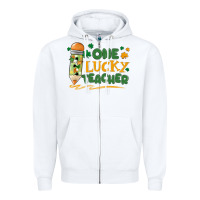 White one lucky teacher Zipper Hoodie - MaliasSmallBusiness