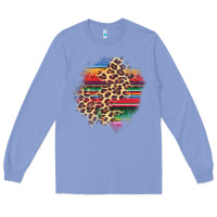 Colony Blue serape leopard patch Long Sleeve Tee - AdoDesignShop