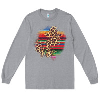 Heather Grey serape leopard patch Long Sleeve Tee - AdoDesignShop