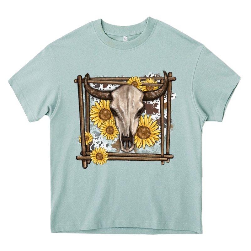 Western Bull Skull Heavy Core Tee by MaliasSmallBusiness | Teevron