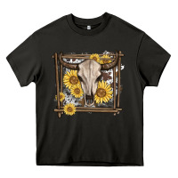 Asphalt western bull skull Heavy Core Tee - MaliasSmallBusiness