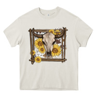 Cream western bull skull Heavy Core Tee - MaliasSmallBusiness
