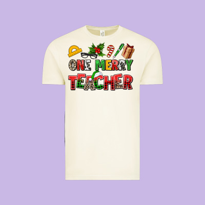 One Merry Teacher Vintage Tee Designed By Adodesignshop