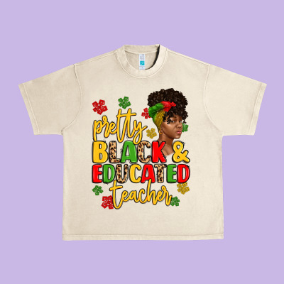 Pretty Black And Educated Teacher Urban Heavy Tee Designed By Artiststas