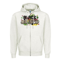Oatmeal Heather black owned Zipper Hoodie - MaliasSmallBusiness