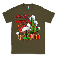 Army Green merry cowgirl  boots and cactus with gifts Classic Tee - AdoDesignShop