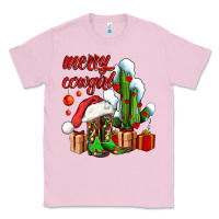 Bubblegum Pink merry cowgirl  boots and cactus with gifts Classic Tee - AdoDesignShop