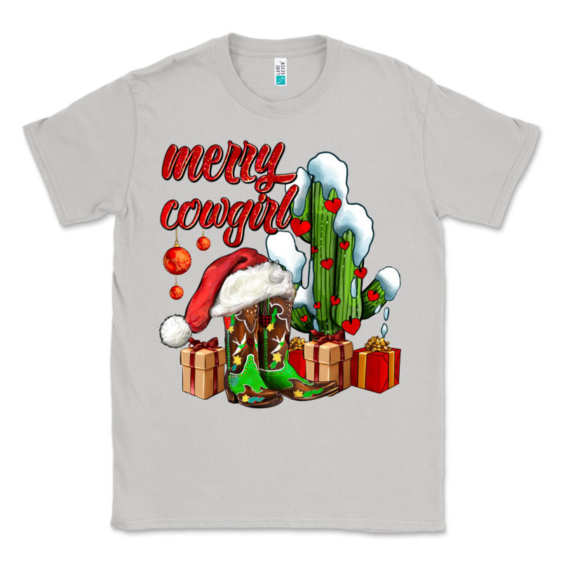 Merry Cowgirl  Boots And Cactus With Gifts Classic Tee by AdoDesignShop | Teevron