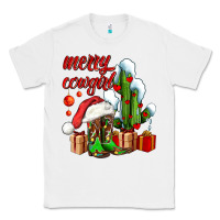 White merry cowgirl  boots and cactus with gifts Classic Tee - AdoDesignShop