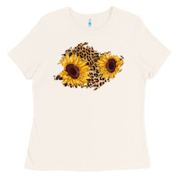 Bone sunflower leopard patch Ladies Tee - AdoDesignShop
