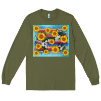 Army Green serape cowhide sunflower Long Sleeve Tee - AdoDesignShop