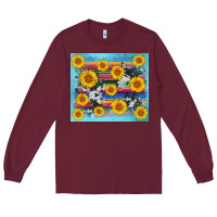 Burgundy serape cowhide sunflower Long Sleeve Tee - AdoDesignShop