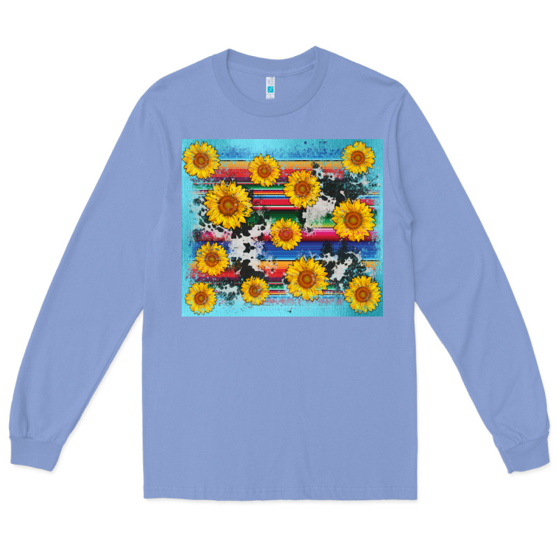 Serape Cowhide Sunflower Long Sleeve Tee by AdoDesignShop | Teevron
