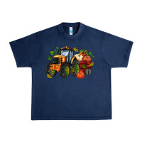 Navy fall tractor with pumpkin Urban Heavy Tee - AdoDesignShop