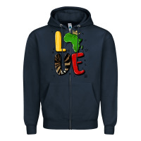 Navy africa love Zipper Hoodie - MaliasSmallBusiness