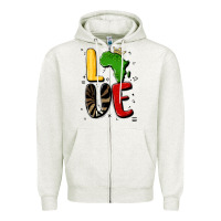 Oatmeal Heather africa love Zipper Hoodie - MaliasSmallBusiness