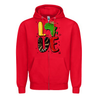 Red africa love Zipper Hoodie - MaliasSmallBusiness