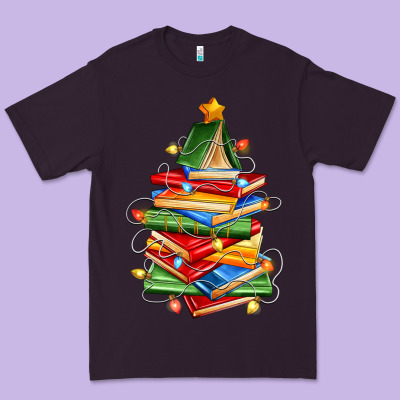 Book Christmas Tree Premium Tee Designed By Zillion Design Studio