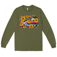 Army Green serape cowhide sunflower background Long Sleeve Tee - AdoDesignShop