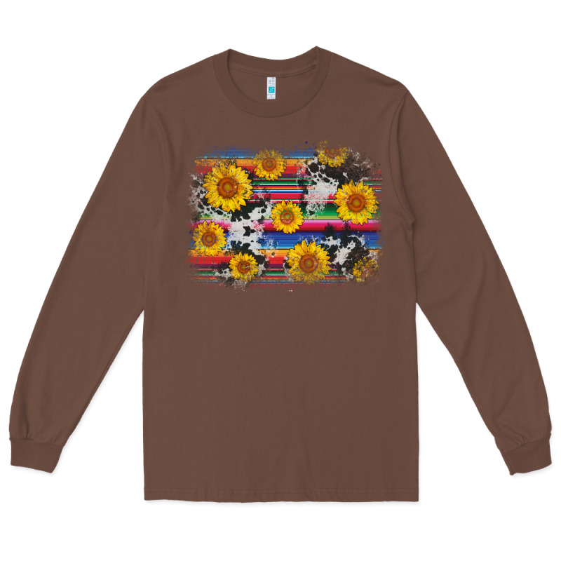 Serape Cowhide Sunflower Background Long Sleeve Tee by AdoDesignShop | Teevron