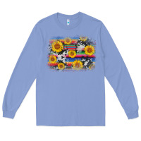 Colony Blue serape cowhide sunflower background Long Sleeve Tee - AdoDesignShop