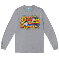 Heather Grey serape cowhide sunflower background Long Sleeve Tee - AdoDesignShop