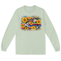 Matcha serape cowhide sunflower background Long Sleeve Tee - AdoDesignShop