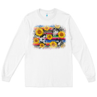 White serape cowhide sunflower background Long Sleeve Tee - AdoDesignShop