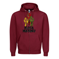Burgundy black history malia Zipper Hoodie - MaliasSmallBusiness