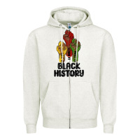 Oatmeal Heather black history malia Zipper Hoodie - MaliasSmallBusiness