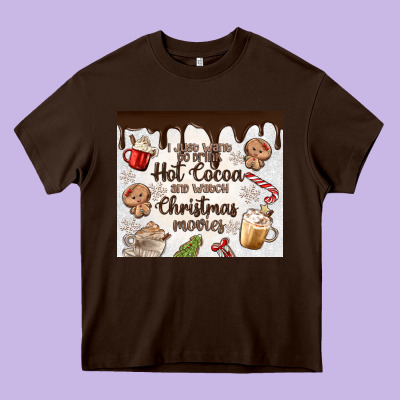I Just Want To Drink Hot Cocoa Heavy Core Tee Designed By Maliassmallbusiness