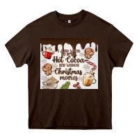 Chocolate Brown i just want to drink hot cocoa Heavy Core Tee - MaliasSmallBusiness
