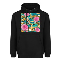 Black hair clasp and sea shells with leopard beach seamless pattern bbs Heavyweight Hoodie - BundleAndBundleShop