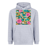 Heather Grey hair clasp and sea shells with leopard beach seamless pattern bbs Heavyweight Hoodie - BundleAndBundleShop