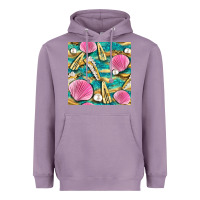 Lavender hair clasp and sea shells with leopard beach seamless pattern bbs Heavyweight Hoodie - BundleAndBundleShop