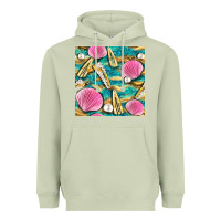 Matcha hair clasp and sea shells with leopard beach seamless pattern bbs Heavyweight Hoodie - BundleAndBundleShop