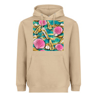 Mushroom hair clasp and sea shells with leopard beach seamless pattern bbs Heavyweight Hoodie - BundleAndBundleShop