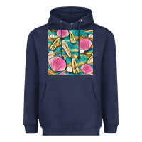 Navy hair clasp and sea shells with leopard beach seamless pattern bbs Heavyweight Hoodie - BundleAndBundleShop
