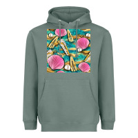 Sage hair clasp and sea shells with leopard beach seamless pattern bbs Heavyweight Hoodie - BundleAndBundleShop
