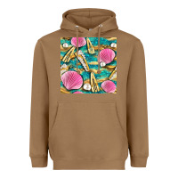 Toasted Coconut hair clasp and sea shells with leopard beach seamless pattern bbs Heavyweight Hoodie - BundleAndBundleShop