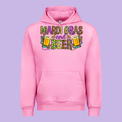 Mardi Gras And Beer Urban Hoodie Designed By Howdyjamesfarm
